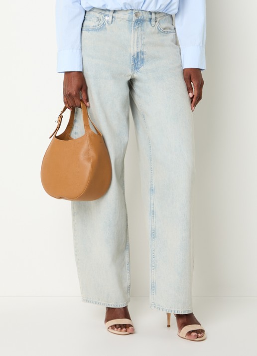 Longchamp Le Foulonné handtas S van leer met afneembare schouderriem - voorkant 3 cognac