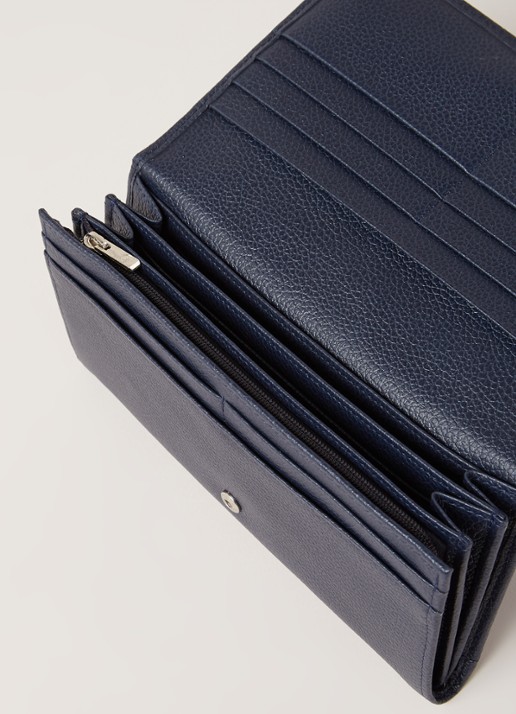 Longchamp Le Foulonné portemonnee van leer - detail middenblauw