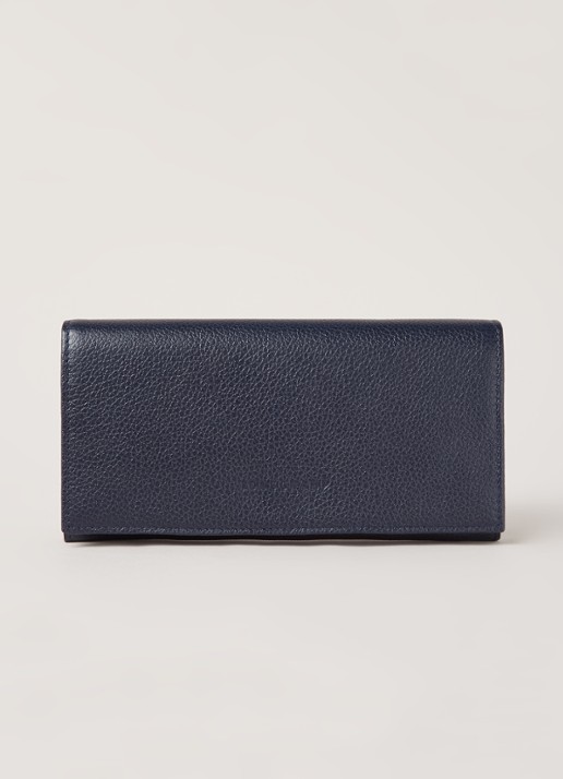 Longchamp Le Foulonné portemonnee van leer - voorkant 3 middenblauw