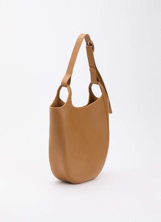 Longchamp Le Foulonné schoudertas L van leer - achterkant 4 cognac