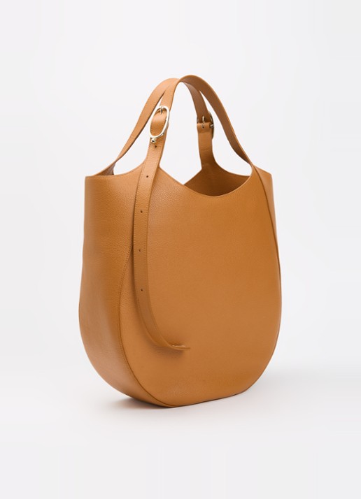 Longchamp Le Foulonné shopper XL van leer - achterkant 3 roestbruin