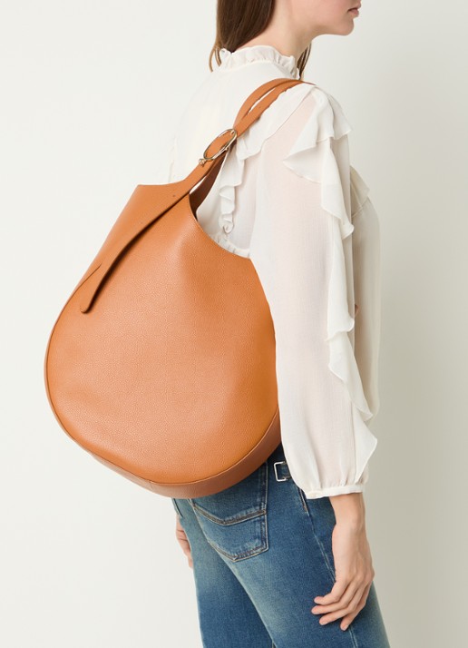 Longchamp Le Foulonné shopper XL van leer - voorkant 2 roestbruin