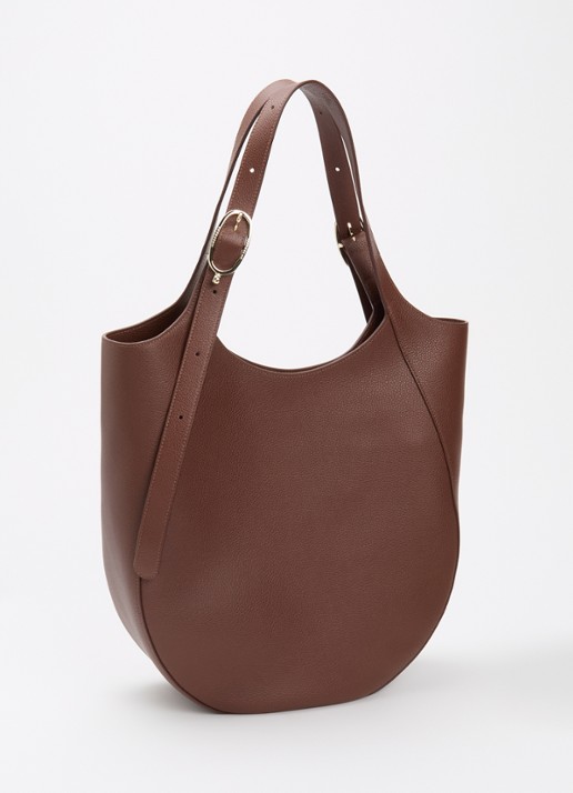 Longchamp Le Foulonné shopper XL van leer - achterkant bruin