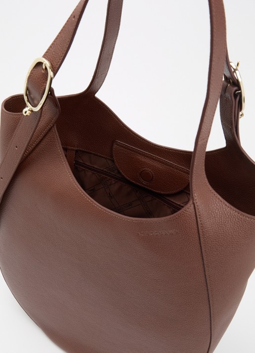 Longchamp Le Foulonné shopper XL van leer - detail 4 bruin