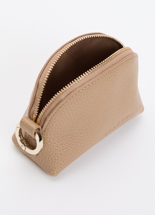 Longchamp Le Foulonné sleuteletui van leer - detail camel