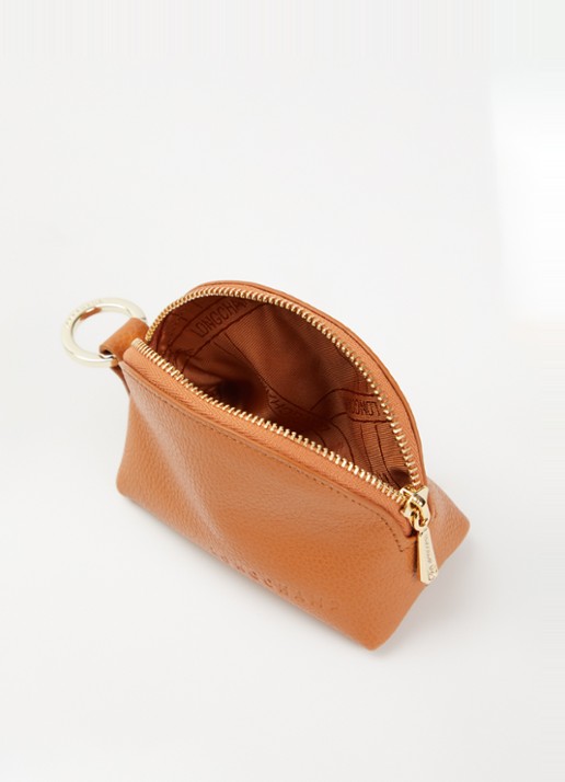 Longchamp Le Foulonné sleuteletui van leer - detail 2 donkeroranje
