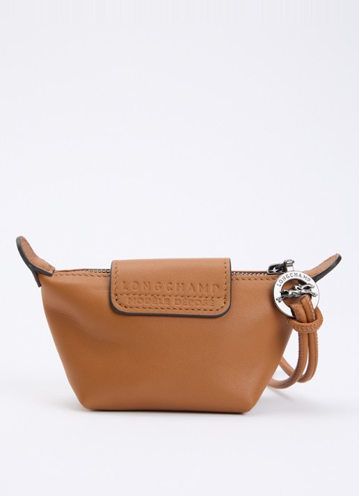 Longchamp Le Pliage clutch XS van leer - achterkant cognac