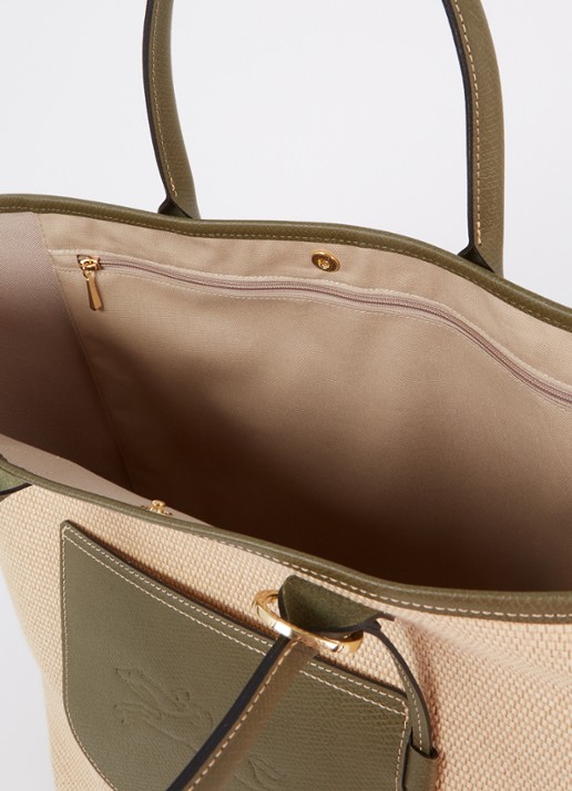 Longchamp Le Pliage Collection handtas L van canvas met leren details - detail 4 beige