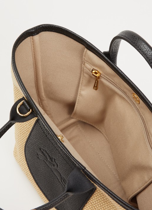 Longchamp Le Pliage crossbodytas XS van canvas met leren details - detail 4 zwart