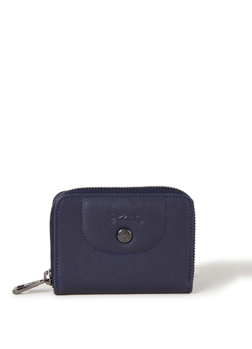 Longchamp Le Pliage Cuir pasjeshouder van leer - voorkant donkerblauw