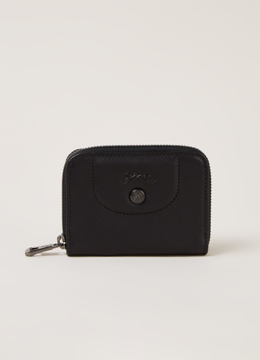 Longchamp Le Pliage Cuir portemonnee van leer - voorkant 3 zwart