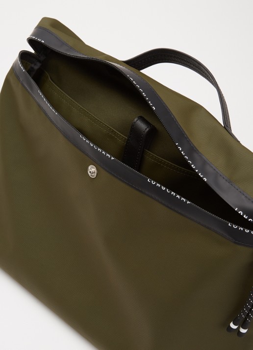 Longchamp Le Pliage Energy businesstas met leren details en 14-inch laptopvak - detail 5 bronsgroen