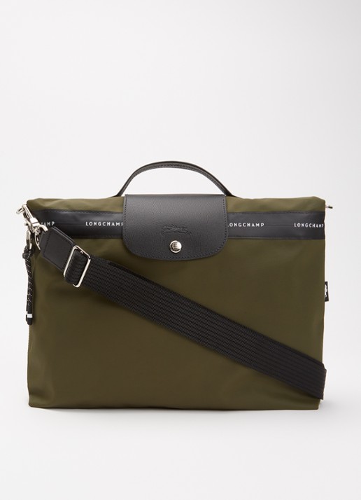 Longchamp Le Pliage Energy businesstas met leren details en 14-inch laptopvak - voorkant bronsgroen