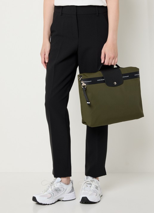 Longchamp Le Pliage Energy businesstas met leren details en 14-inch laptopvak - voorkant 2 bronsgroen
