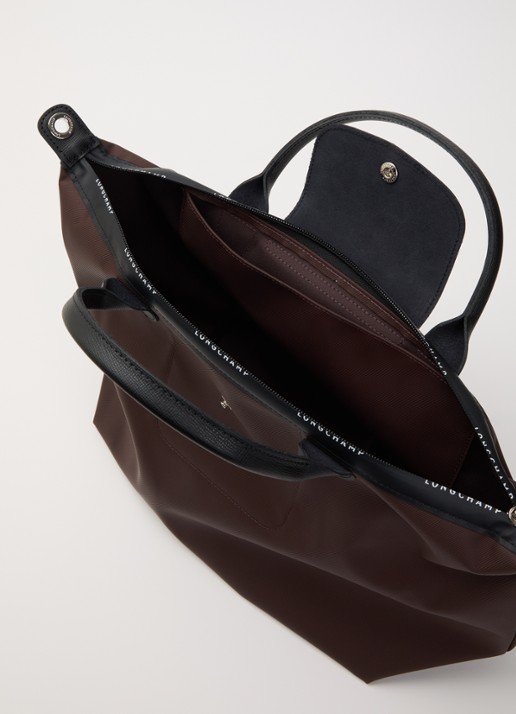 Longchamp Le Pliage Energy handtas L met leren details - detail chocoladebruin