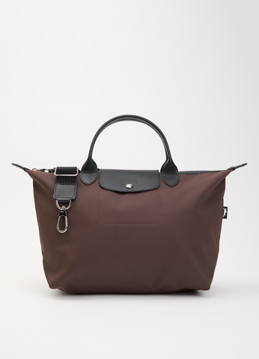 Longchamp Le Pliage Energy handtas L met leren details - voorkant 4 chocoladebruin