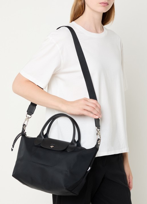 Longchamp Le Pliage Energy handtas S met leren details - voorkant 2 zwart
