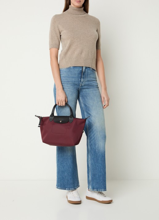 Longchamp Le Pliage Energy handtas S met leren details - voorkant 2 bordeauxrood
