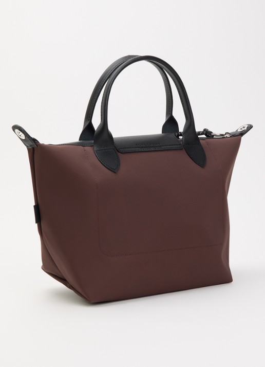 Longchamp Le Pliage Energy handtas S met leren details - achterkant chocoladebruin
