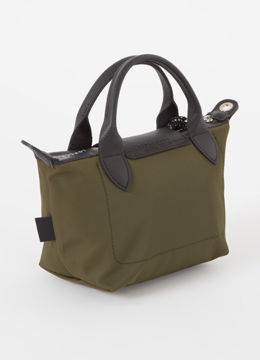 Longchamp Le Pliage Energy handtas XS met leren details - achterkant bronsgroen