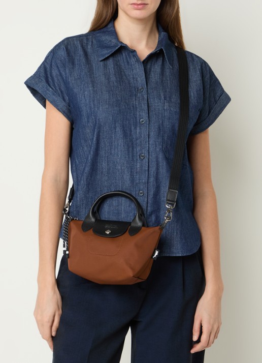 Longchamp Le Pliage Energy handtas XS met leren details - voorkant 3 bruin