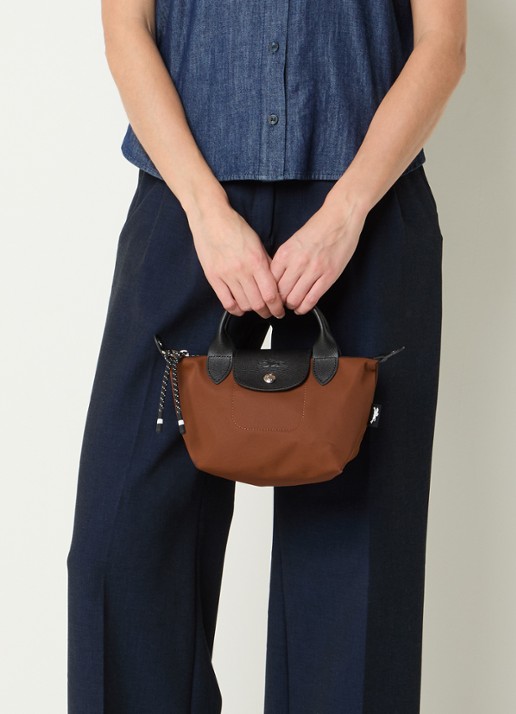 Longchamp Le Pliage Energy handtas XS met leren details - voorkant 4 bruin