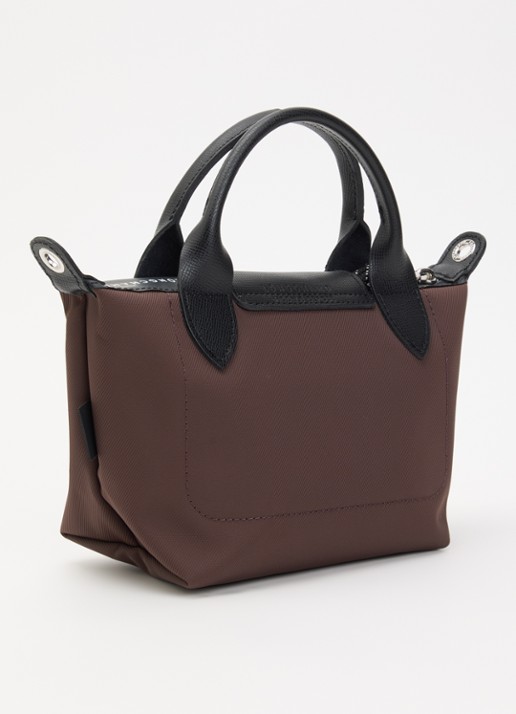 Longchamp Le Pliage Energy handtas XS met leren details - achterkant donkerbruin