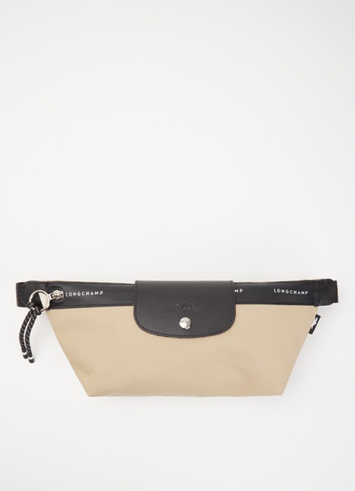 Longchamp Le Pliage Energy heuptas M van canvas met leren details - voorkant donkerbeige