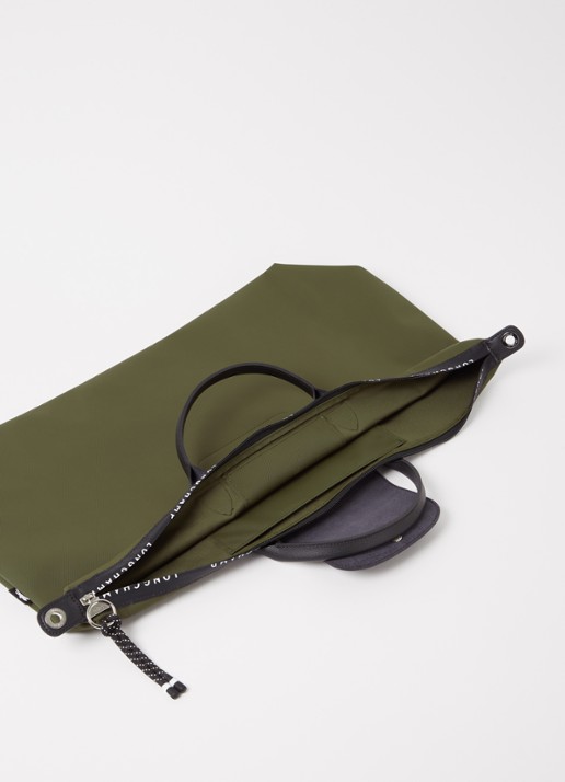 Longchamp Le Pliage Energy reistas L met leren details - detail 2 legergroen