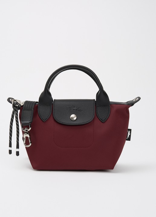 Longchamp Le Pliage Energy XS handtas met leren details - voorkant 2 bordeauxrood