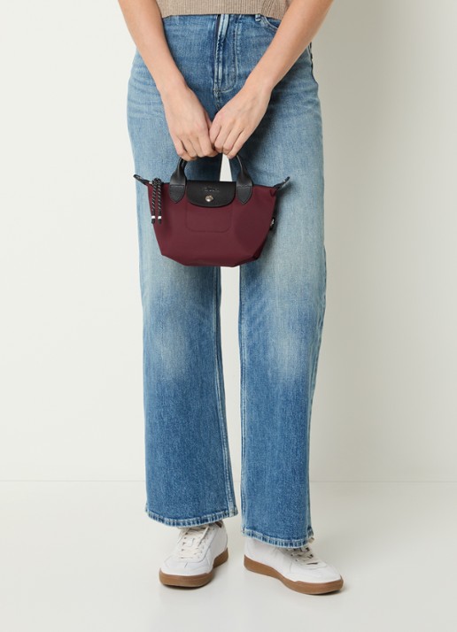 Longchamp Le Pliage Energy XS handtas met leren details - voorkant 3 bordeauxrood