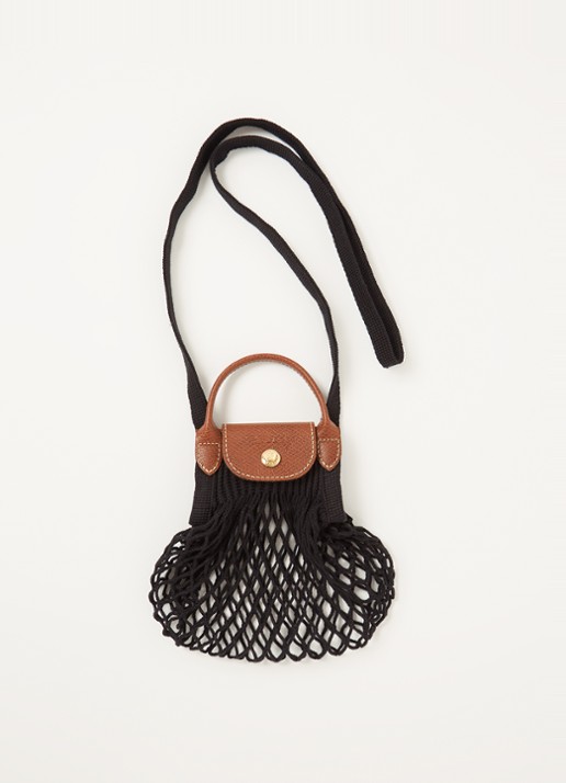 Longchamp Le Pliage Filet crossbodytas XS met leren details