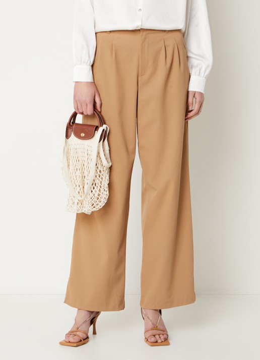 Longchamp Le Pliage Filet handtas met leren details - voorkant 2 gebroken wit