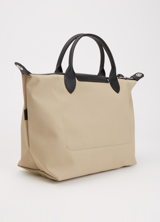 Longchamp Le Pliage Green handtas M met leren details - achterkant 6 beige