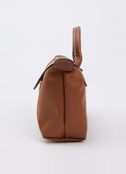 Longchamp Le Pliage Green handtas met leren details - detail 2 cognac