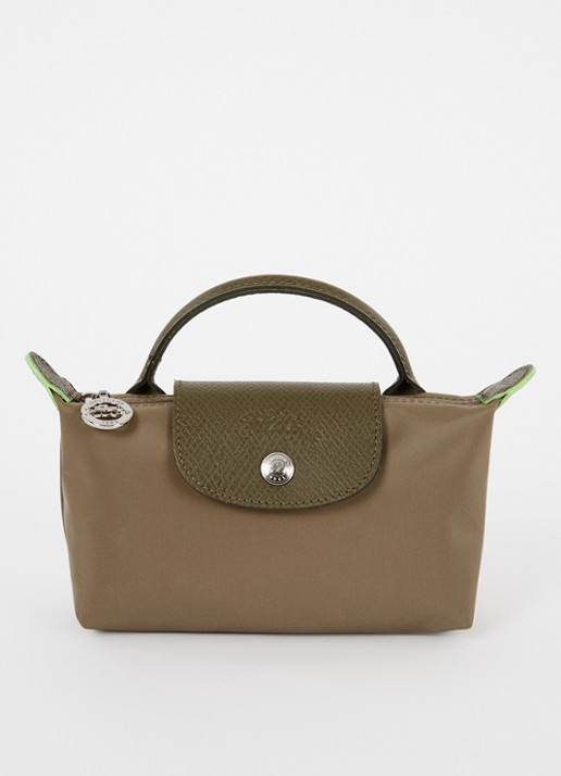 Longchamp Le Pliage Green handtas met leren details - voorkant lichtbruin