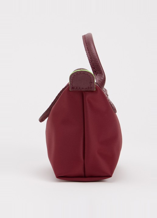 Longchamp Le Pliage Green handtas met leren details - detail 2 bordeauxrood