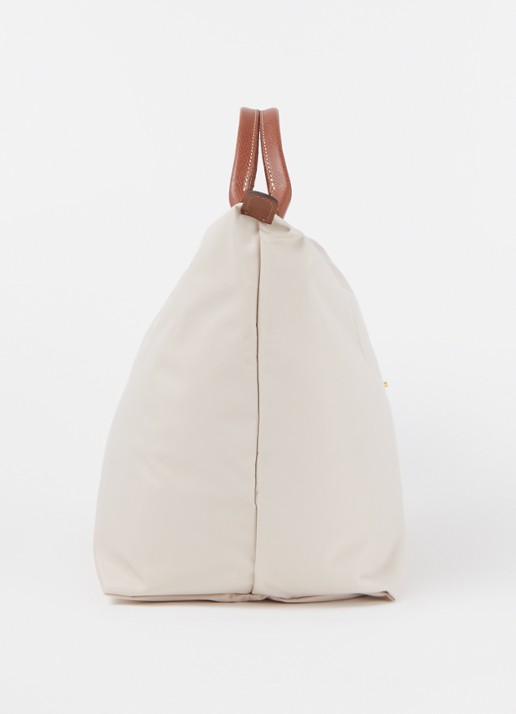 Longchamp Le Pliage Green opvouwbare reistas S met leren details - detail 4 creme