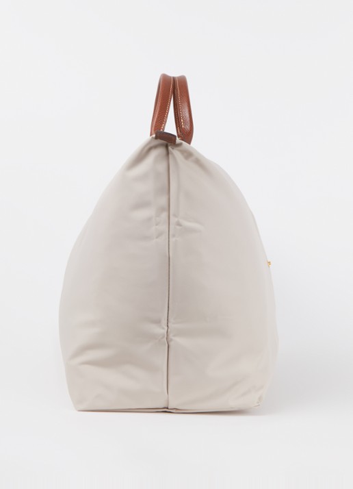 Longchamp Le Pliage Green reistas M met leren details - detail 5 creme