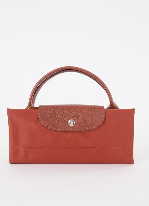 Longchamp Le Pliage Green reistas XL met leren details - detail 6 roodbruin