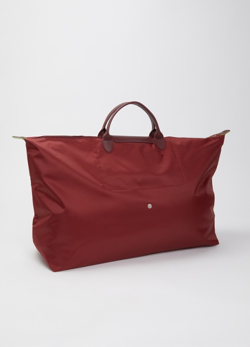 Longchamp Le Pliage Green reistas XL met leren details - achterkant 5 bordeauxrood