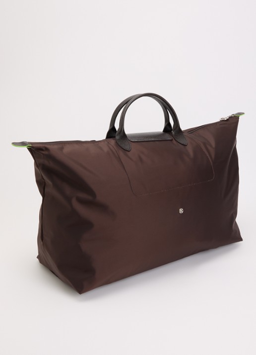 Longchamp Le Pliage Green reistas XL met leren details - achterkant donkerbruin