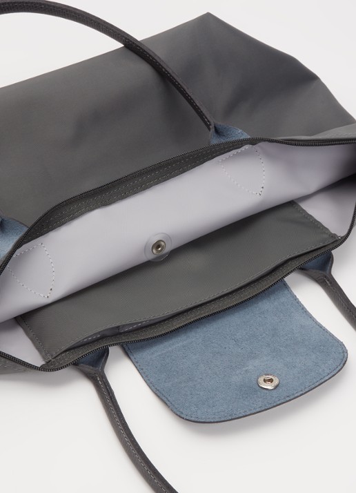 Longchamp Le Pliage Green schoudertas M met leren details - detail 3 donkergrijs