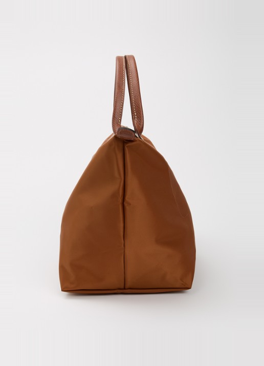 Longchamp Le Pliage handtas M met leren details - detail 2 cognac