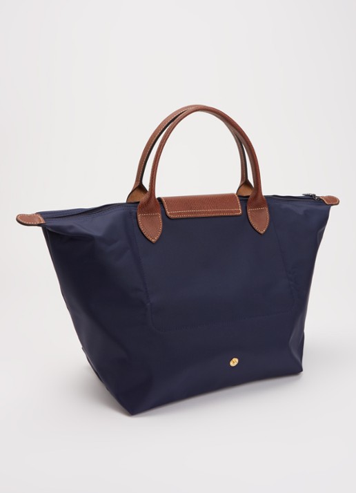 Longchamp Le Pliage handtas M met leren details - achterkant donkerblauw