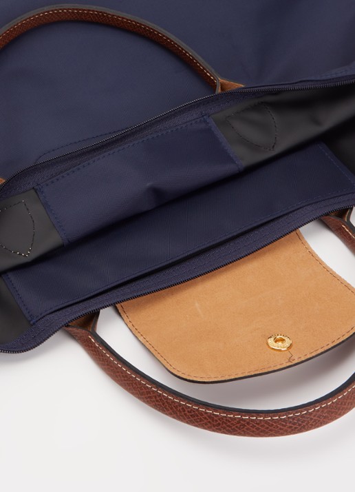 Longchamp Le Pliage handtas M met leren details - detail 4 donkerblauw
