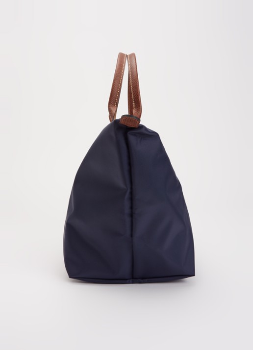 Longchamp Le Pliage handtas M met leren details - detail 5 donkerblauw