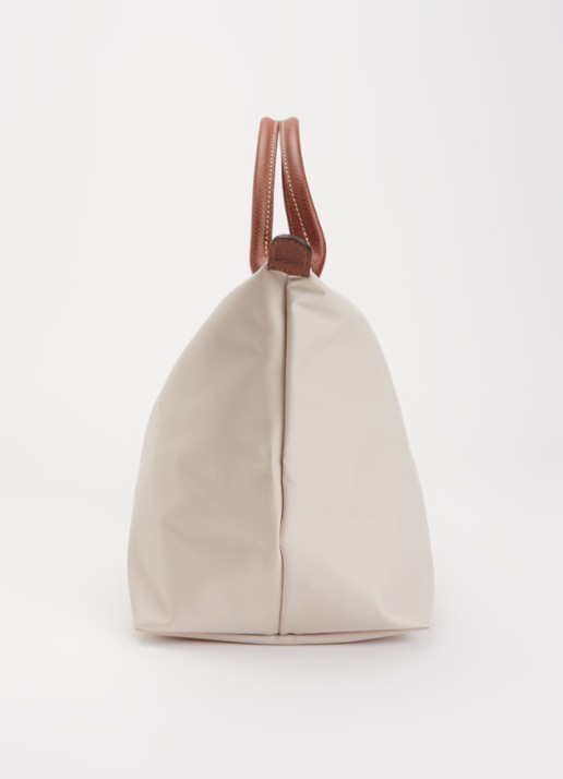 Longchamp Le Pliage handtas M met leren details - detail 5 creme
