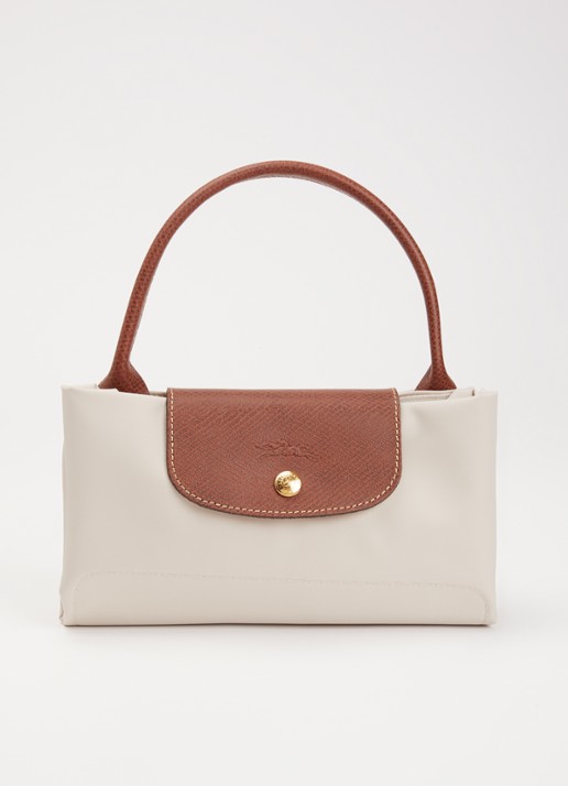 Longchamp Le Pliage handtas M met leren details - detail 6 creme