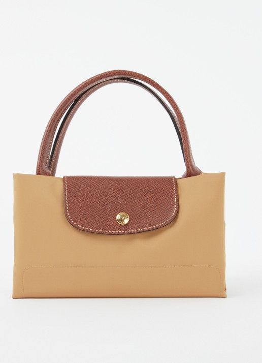 Longchamp Le Pliage handtas M met leren details - detail 3 camel